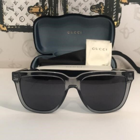 New Authentic Gucci GG0564S 003 Light Blue Cat-Eye Sunglasses Blue Lenses - Picture 8 of 13